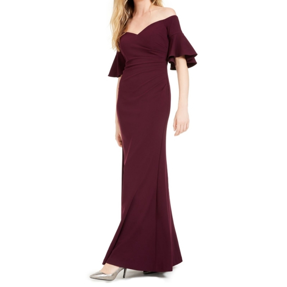 CALVIN KLEIN Bell Sleeve Off Shoulder Maxi Dress